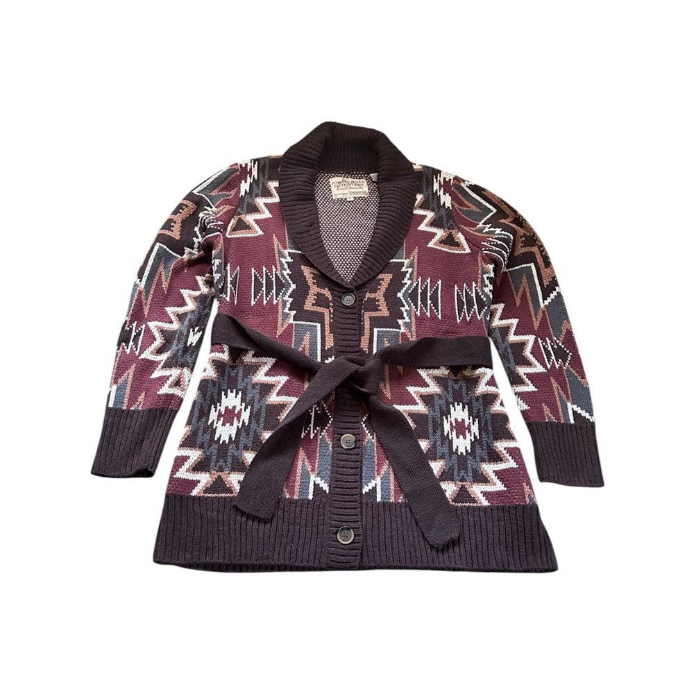 Powder River Outfitters Aztec Knit Robe Sweater Cardigan Southwestern Cowgirl XL